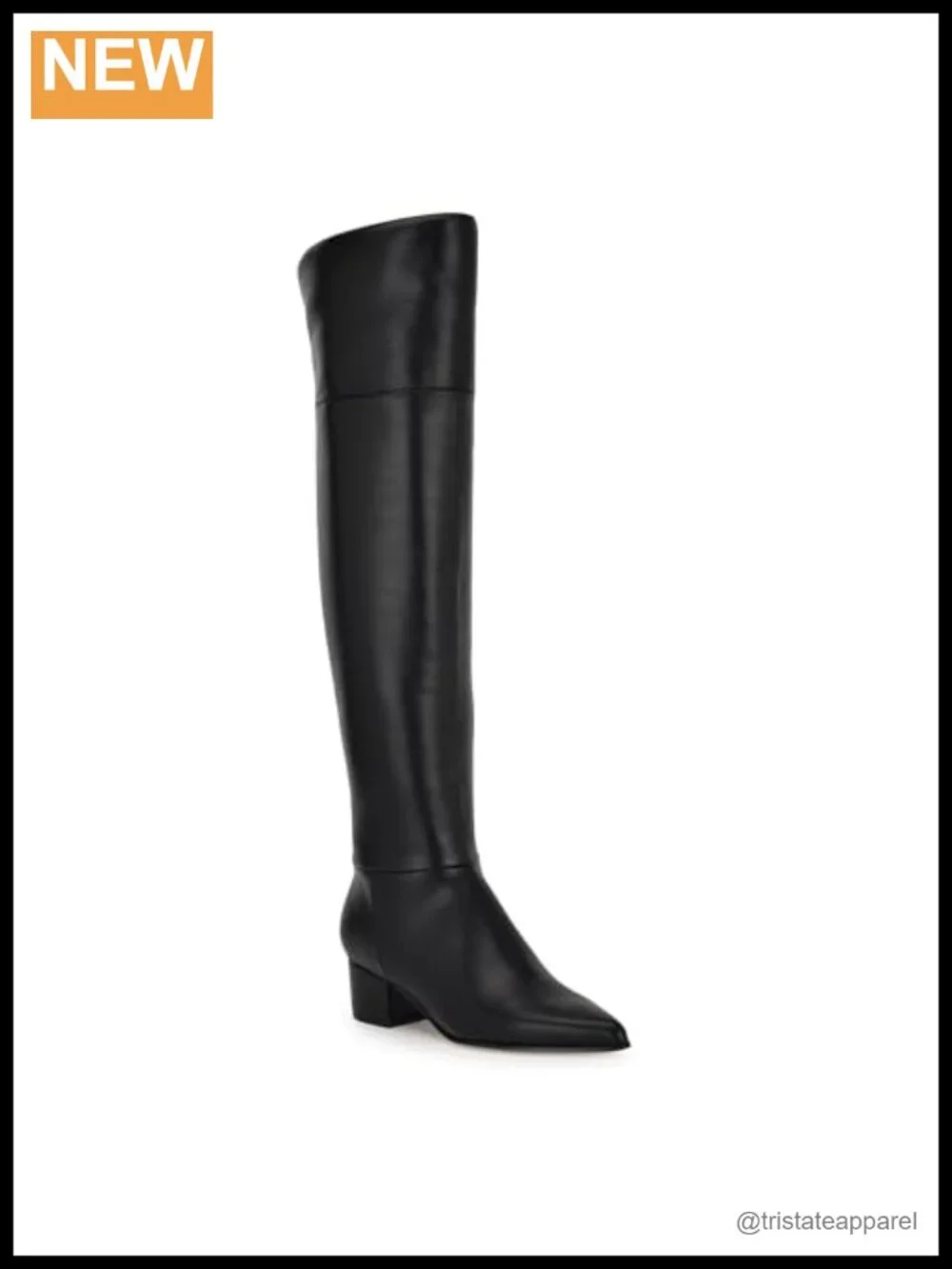 Nine West Over-the-Knee Equestrian Boots Pointed Toe Zip Faux Leather Block Heel